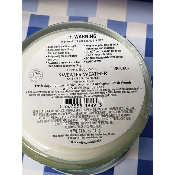 BBW Wonderfall - Sweater Weather Large 3 Wick Candle Home Fragrance Decor - Picture 2 of 2